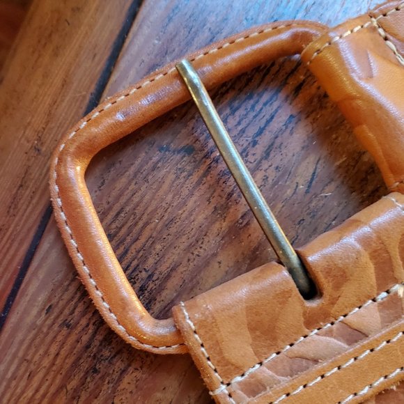 VINTAGE LEATHER ASYMMETRICAL BELT 80'S - Picture 2 of 6